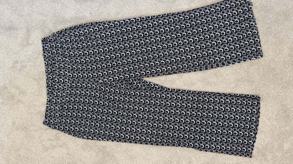 Allison Daley Pants Size 16W Black White Geometric Print Pull On Slacks
